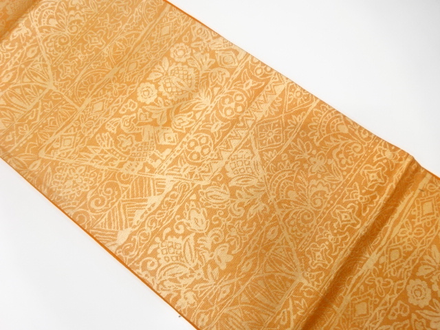 JAPANESE KIMONO / ANTIQUE FUKURO OBI / SILK / WOVEN FLOWER & BIRD